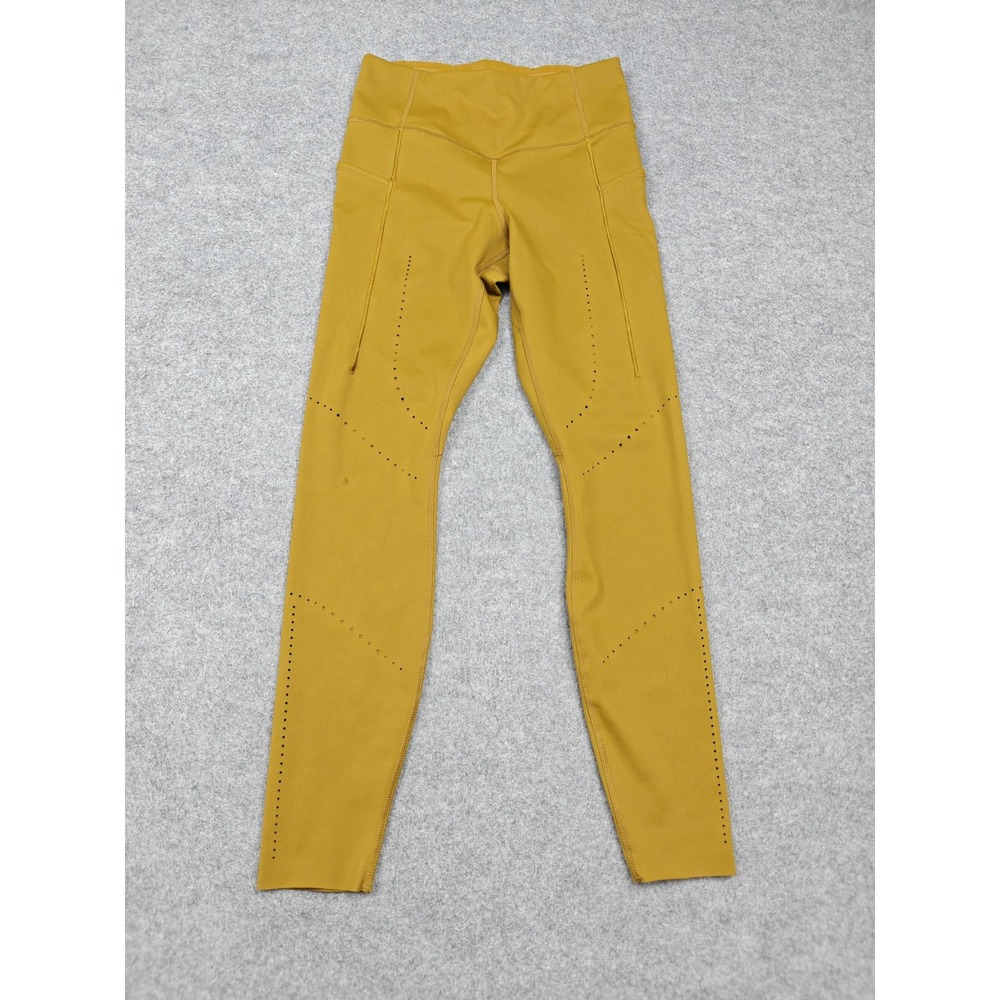 Brooks Leggings Womens Small Yellow High Rise Ankle Running Athletic Gym Pants